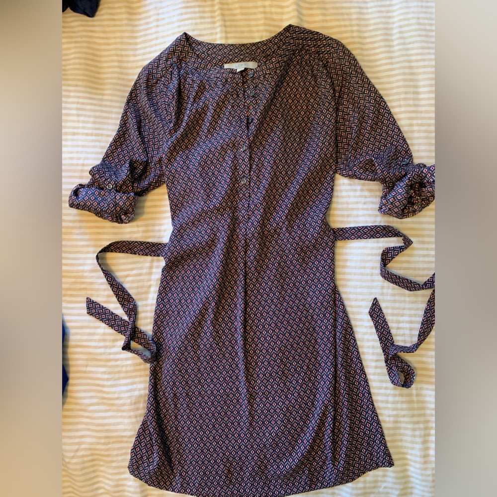 LOFT patterned tie-waist dress - Women’s M